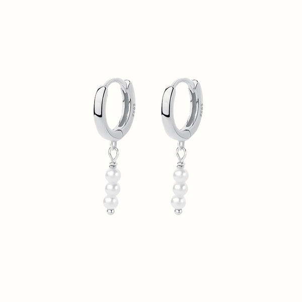 Triple Dainty Pearl Huggie Earrings