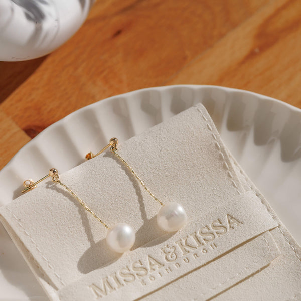 Alina Dangly Pearl Stud Earrings