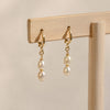 Double Pearl Drop Huggie Earrings