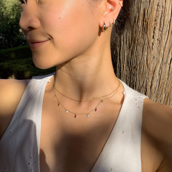 Iris Gem Droplet Necklace