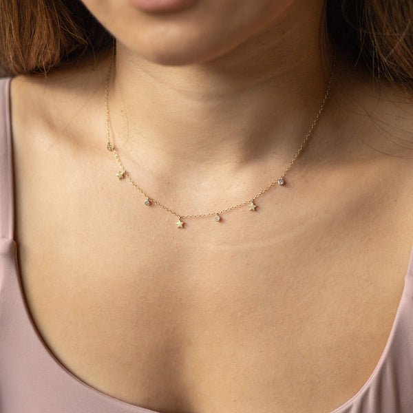 Star Gem Droplet Choker Necklace