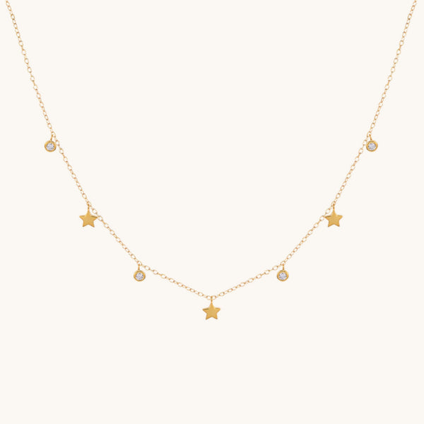 Star Gem Droplet Choker Necklace