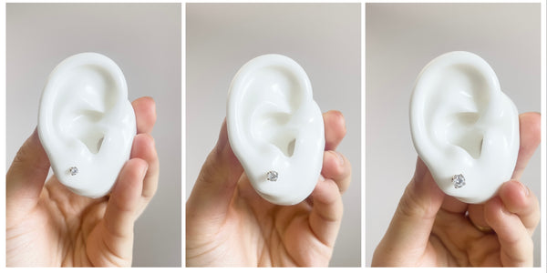 Gem Stud Earrings (White)