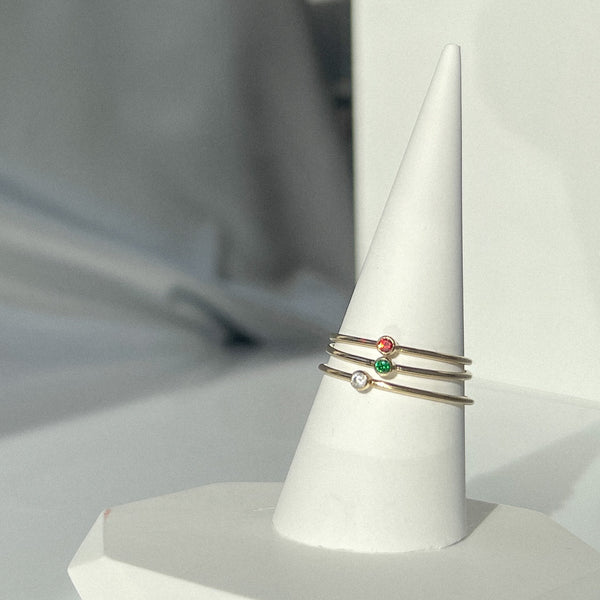 Gemstone Stacking Ring - White