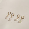Double Pearl Drop Huggie Earrings
