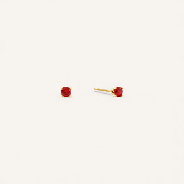 Gem Stud Earrings (Red)
